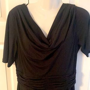 Laura Jeffries dress size 12 black short sleeve a line bottom ruching waist